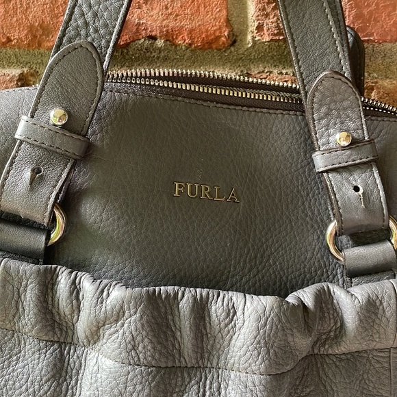 FURLA grey leather satchel - Picture 2 of 4